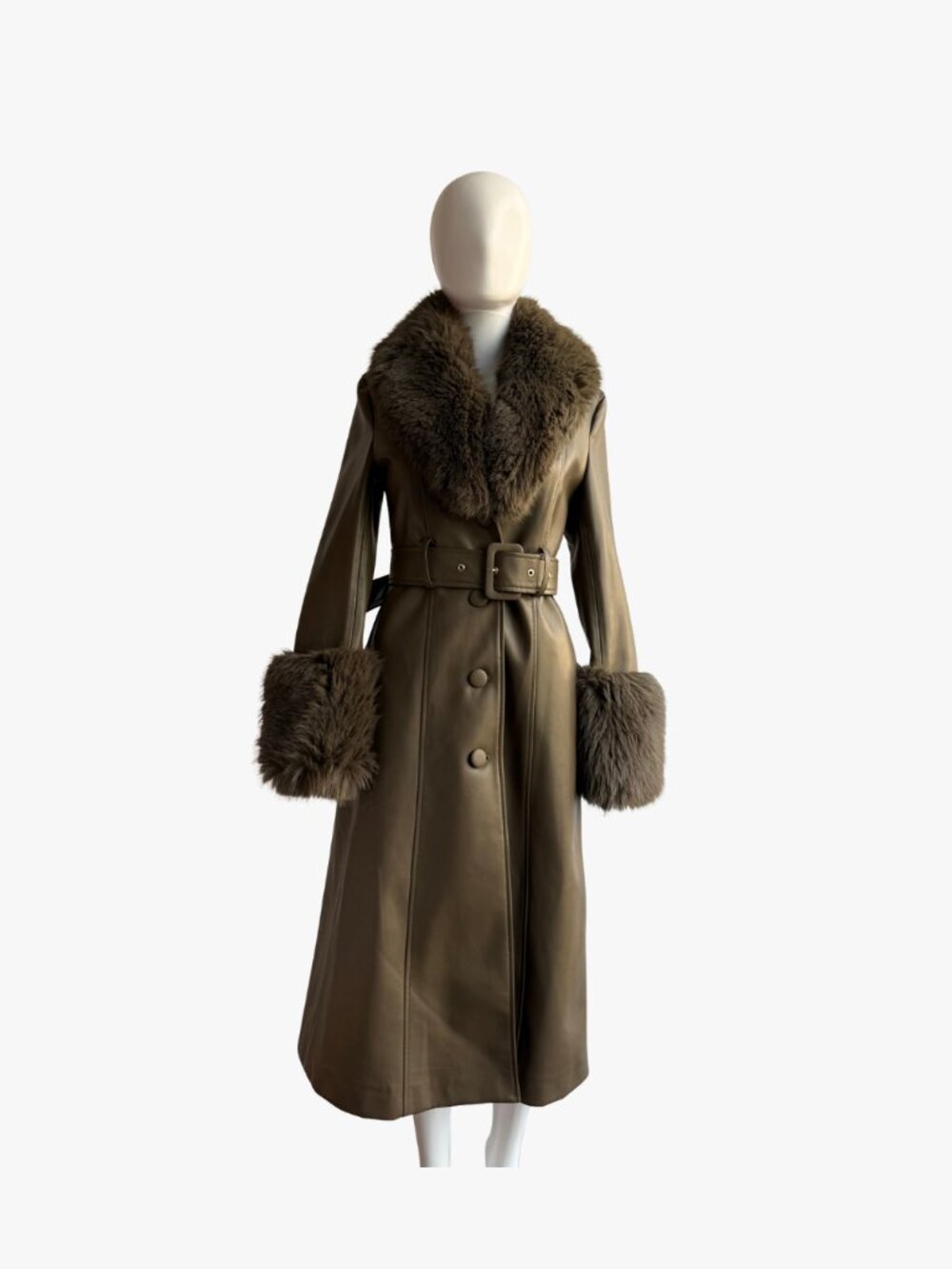 Mango Fernanda Leather Belted Coat